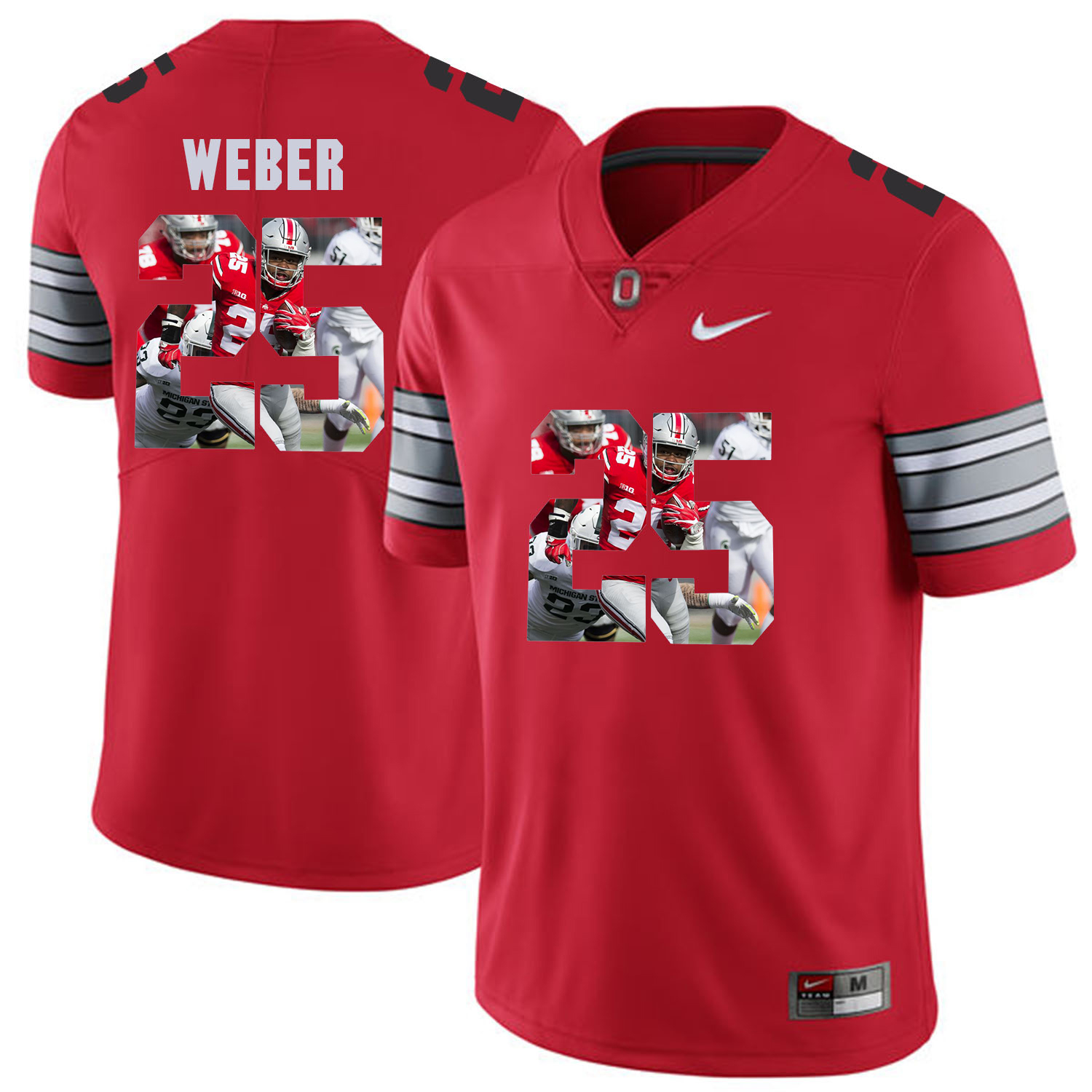 Men Ohio State 25 Weber Red Fashion Edition Customized NCAA Jerseys